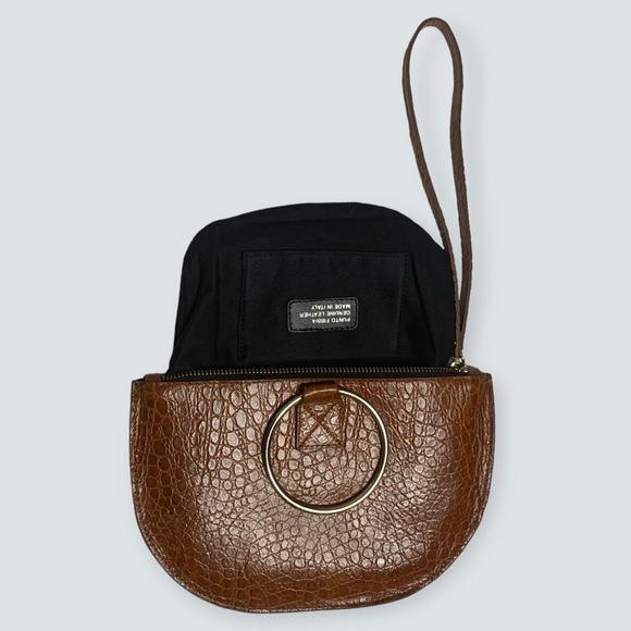 PUNTO FIBBIA Women’s Wristlet Genuine Leather Croc Bag - Picture 7 of 10